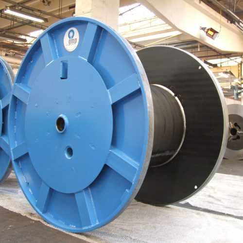 Metal cable drums, blue colors