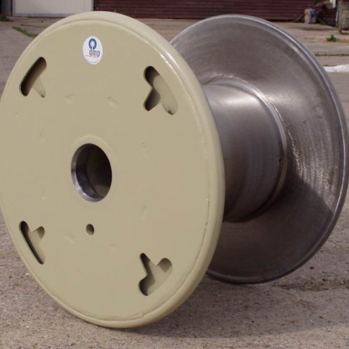 Metal cable spool with curled flange